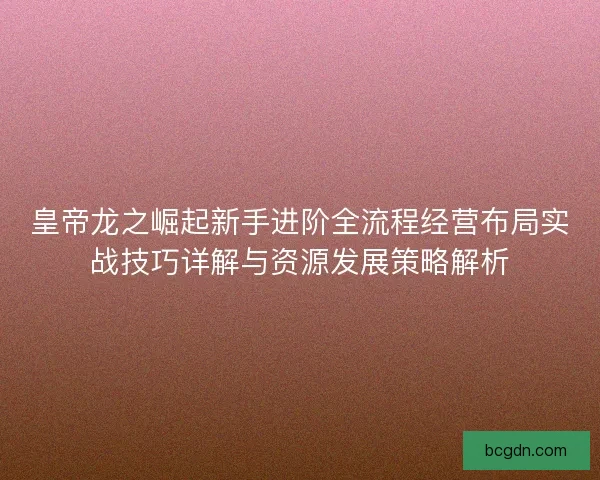 皇帝龙之崛起新手进阶全流程经营布局实战技巧详解与资源发展策略解析