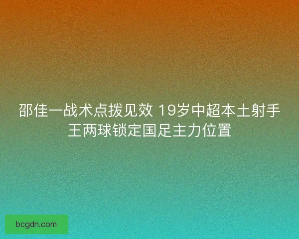 邵佳一战术点拨见效 19岁中超本土射手王两球锁定国足主力位置 邵佳一战术点拨见效 19岁中超本土射手王两球锁定国足主力位置