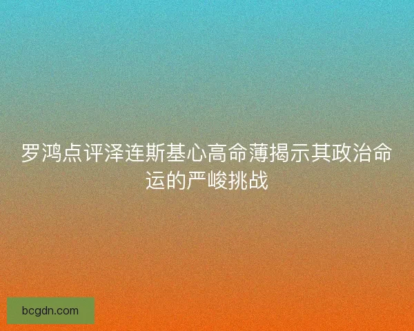 罗鸿点评泽连斯基心高命薄揭示其政治命运的严峻挑战